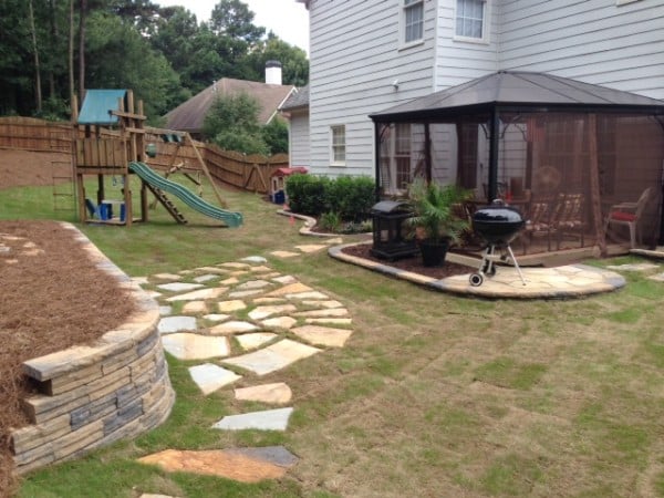 Patio landscaping and paver stone installation