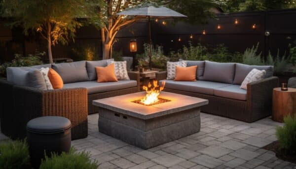 Patio Paver and Fire Pit Installation - Outdoor Living Room