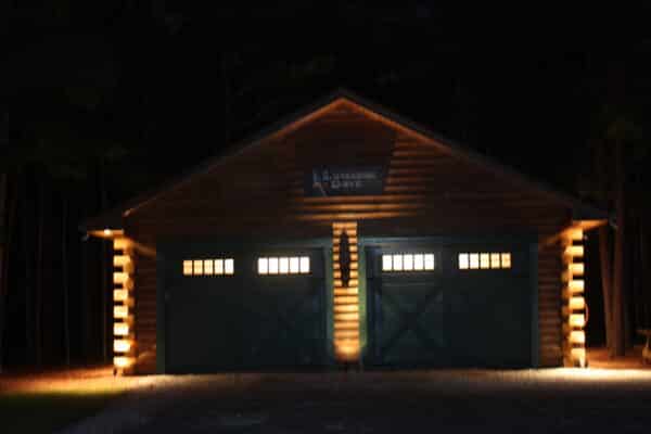 Outdoor Lighting of a Double door Garage at Lonesome Dove RV Park