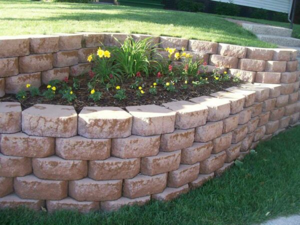 Raised Flower Bed Paver Wall