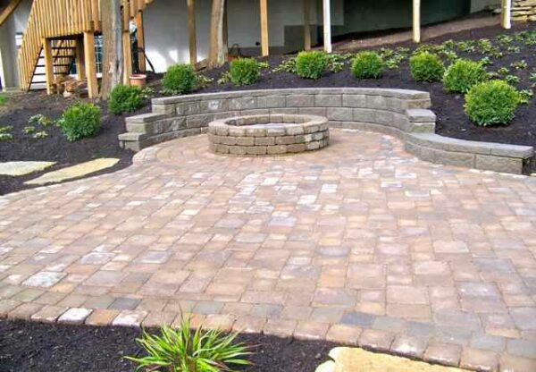 Stone Paver Hardscaping, Retaining Wall, Patio and Fire Pit