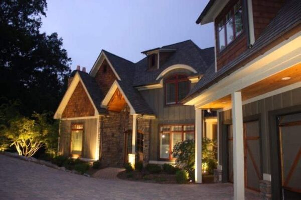 Suburban home with Exterior Lighting