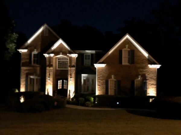 Suburban home with Exterior Lighting - Uplights