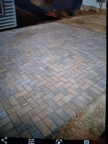 Paver Patio in Herringbone Pattern