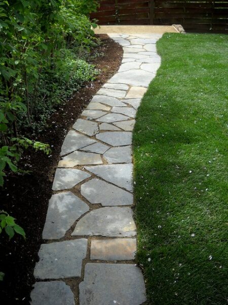 Stone Paver Walkway next to a lawn